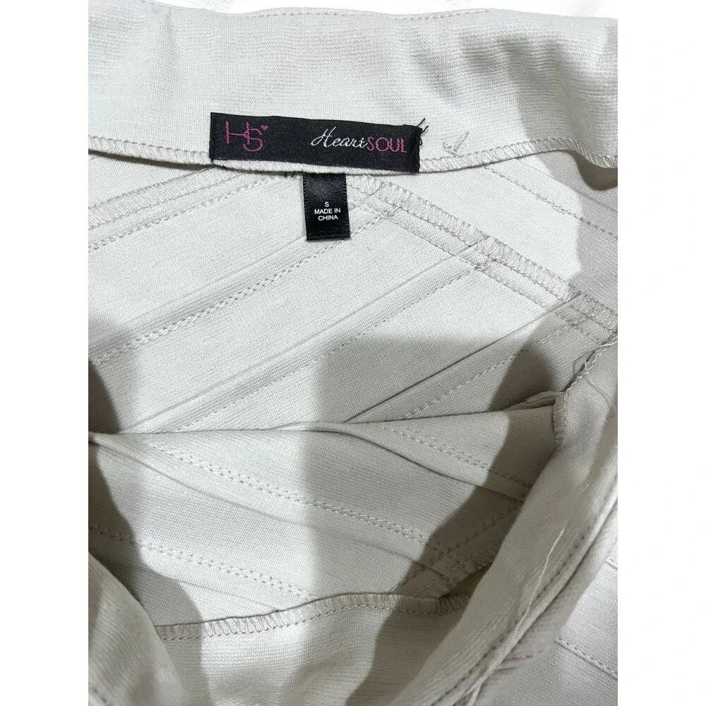 HeartSoul Bandage Style Mini Skirt Ivory Stretch Y2K Sz Small Side Zip 16”